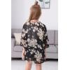 imageGORLYA Girls Floral Print Chiffon Beach Cardigan Cover ups Kids Casual Kimono Capes Swimsuit WrapsBlack Print