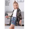 imageGORLYA Girls Floral Print Chiffon Beach Cardigan Cover ups Kids Casual Kimono Capes Swimsuit WrapsBlack Print