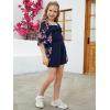 imageGORLYA Girls Floral Print Chiffon Beach Cardigan Cover ups Kids Casual Kimono Capes Swimsuit WrapsNavy Print
