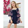 imageGORLYA Girls Floral Print Chiffon Beach Cardigan Cover ups Kids Casual Kimono Capes Swimsuit WrapsNavy Print