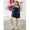 imageGORLYA Girls Floral Print Chiffon Beach Cardigan Cover ups Kids Casual Kimono Capes Swimsuit WrapsNavy Print