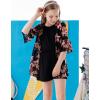 imageGORLYA Girls Floral Print Chiffon Beach Cardigan Cover ups Kids Casual Kimono Capes Swimsuit WrapsPink Flower