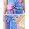 imageGORLYA Girls Pant Sets Clothing Suits Twist Knot Sweat Crop Tops and Casual Sweatpants 2PCS Tracksuit Outfits 614YBlue Tiedye
