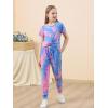 imageGORLYA Girls Pant Sets Clothing Suits Twist Knot Sweat Crop Tops and Casual Sweatpants 2PCS Tracksuit Outfits 614YBlue Tiedye