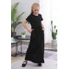 imageGORLYA Girls Short Sleeve Floral Print Loose Casual Long Maxi Dress with Pockets 412 YearsBlack