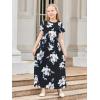 imageGORLYA Girls Short Sleeve Floral Print Loose Casual Long Maxi Dress with Pockets 412 YearsBlack Flower