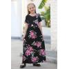 imageGORLYA Girls Short Sleeve Floral Print Loose Casual Long Maxi Dress with Pockets 412 YearsBlack Print