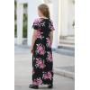 imageGORLYA Girls Short Sleeve Floral Print Loose Casual Long Maxi Dress with Pockets 412 YearsBlack Print