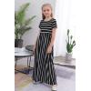 imageGORLYA Girls Short Sleeve Floral Print Loose Casual Long Maxi Dress with Pockets 412 YearsBlack Stripe