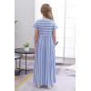 imageGORLYA Girls Short Sleeve Floral Print Loose Casual Long Maxi Dress with Pockets 412 YearsBlue Stripe