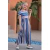 imageGORLYA Girls Short Sleeve Floral Print Loose Casual Long Maxi Dress with Pockets 412 YearsBlue Stripe Print