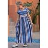 imageGORLYA Girls Short Sleeve Floral Print Loose Casual Long Maxi Dress with Pockets 412 YearsBlue Stripe Print