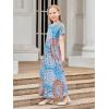 imageGORLYA Girls Short Sleeve Floral Print Loose Casual Long Maxi Dress with Pockets 412 YearsBlue Sunflower