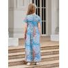 imageGORLYA Girls Short Sleeve Floral Print Loose Casual Long Maxi Dress with Pockets 412 YearsBlue Sunflower