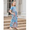imageGORLYA Girls Short Sleeve Floral Print Loose Casual Long Maxi Dress with Pockets 412 YearsBlue Sunflower