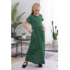 imageGORLYA Girls Short Sleeve Floral Print Loose Casual Long Maxi Dress with Pockets 412 YearsGreen