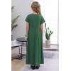 imageGORLYA Girls Short Sleeve Floral Print Loose Casual Long Maxi Dress with Pockets 412 YearsGreen