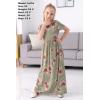 imageGORLYA Girls Short Sleeve Floral Print Loose Casual Long Maxi Dress with Pockets 412 YearsGreen Flower