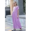 imageGORLYA Girls Short Sleeve Floral Print Loose Casual Long Maxi Dress with Pockets 412 YearsMauve