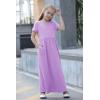 imageGORLYA Girls Short Sleeve Floral Print Loose Casual Long Maxi Dress with Pockets 412 YearsMauve