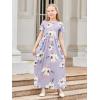imageGORLYA Girls Short Sleeve Floral Print Loose Casual Long Maxi Dress with Pockets 412 YearsMauve Print