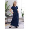 imageGORLYA Girls Short Sleeve Floral Print Loose Casual Long Maxi Dress with Pockets 412 YearsNavy