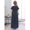 imageGORLYA Girls Short Sleeve Floral Print Loose Casual Long Maxi Dress with Pockets 412 YearsNavy Stripe