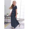 imageGORLYA Girls Short Sleeve Floral Print Loose Casual Long Maxi Dress with Pockets 412 YearsNavy Stripe