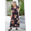 imageGORLYA Girls Short Sleeve Floral Print Loose Casual Long Maxi Dress with Pockets 412 YearsOrange Flower