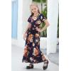 imageGORLYA Girls Short Sleeve Floral Print Loose Casual Long Maxi Dress with Pockets 412 YearsOrange Flower