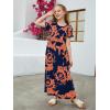 imageGORLYA Girls Short Sleeve Floral Print Loose Casual Long Maxi Dress with Pockets 412 YearsOrange Print