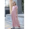 imageGORLYA Girls Short Sleeve Floral Print Loose Casual Long Maxi Dress with Pockets 412 YearsPink