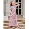 imageGORLYA Girls Short Sleeve Floral Print Loose Casual Long Maxi Dress with Pockets 412 YearsPink Print