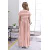 imageGORLYA Girls Short Sleeve Floral Print Loose Casual Long Maxi Dress with Pockets 412 YearsPink Stripe