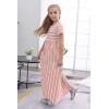 imageGORLYA Girls Short Sleeve Floral Print Loose Casual Long Maxi Dress with Pockets 412 YearsPink Stripe
