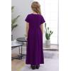 imageGORLYA Girls Short Sleeve Floral Print Loose Casual Long Maxi Dress with Pockets 412 YearsPurple