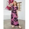 imageGORLYA Girls Short Sleeve Floral Print Loose Casual Long Maxi Dress with Pockets 412 YearsPurple Print