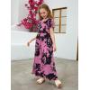 imageGORLYA Girls Short Sleeve Floral Print Loose Casual Long Maxi Dress with Pockets 412 YearsPurple Print