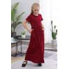 imageGORLYA Girls Short Sleeve Floral Print Loose Casual Long Maxi Dress with Pockets 412 YearsRed