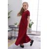 imageGORLYA Girls Short Sleeve Floral Print Loose Casual Long Maxi Dress with Pockets 412 YearsRed