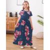 imageGORLYA Girls Short Sleeve Floral Print Loose Casual Long Maxi Dress with Pockets 412 YearsRed Flower