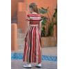 imageGORLYA Girls Short Sleeve Floral Print Loose Casual Long Maxi Dress with Pockets 412 YearsRed Stripe Print