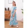 imageGORLYA Girls Short Sleeve Floral Print Loose Casual Long Maxi Dress with Pockets 412 YearsSky Blue Print