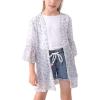 imageGORLYA Girls Floral Print Chiffon Beach Cardigan Cover ups Kids Casual Kimono Capes Swimsuit WrapsPurple Flower