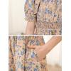 imageGORLYA Cute Girls Floral Print Puff Sleeve Square Neck Shirred Ruffle Hem Summer Babydoll Dress 614YBrown Print