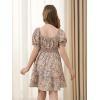 imageGORLYA Cute Girls Floral Print Puff Sleeve Square Neck Shirred Ruffle Hem Summer Babydoll Dress 614YBrown Print