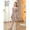 imageGORLYA Cute Girls Floral Print Puff Sleeve Square Neck Shirred Ruffle Hem Summer Babydoll Dress 614YBrown Print
