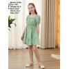 imageGORLYA Cute Girls Floral Print Puff Sleeve Square Neck Shirred Ruffle Hem Summer Babydoll Dress 614YGreen Flower