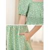 imageGORLYA Cute Girls Floral Print Puff Sleeve Square Neck Shirred Ruffle Hem Summer Babydoll Dress 614YGreen Flower