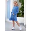 imageGORLYA Girls Raglan Long Sleeve Ruffle Hem Casual Sweatshirt Hooded Shift Dress for 414T KidsBlue